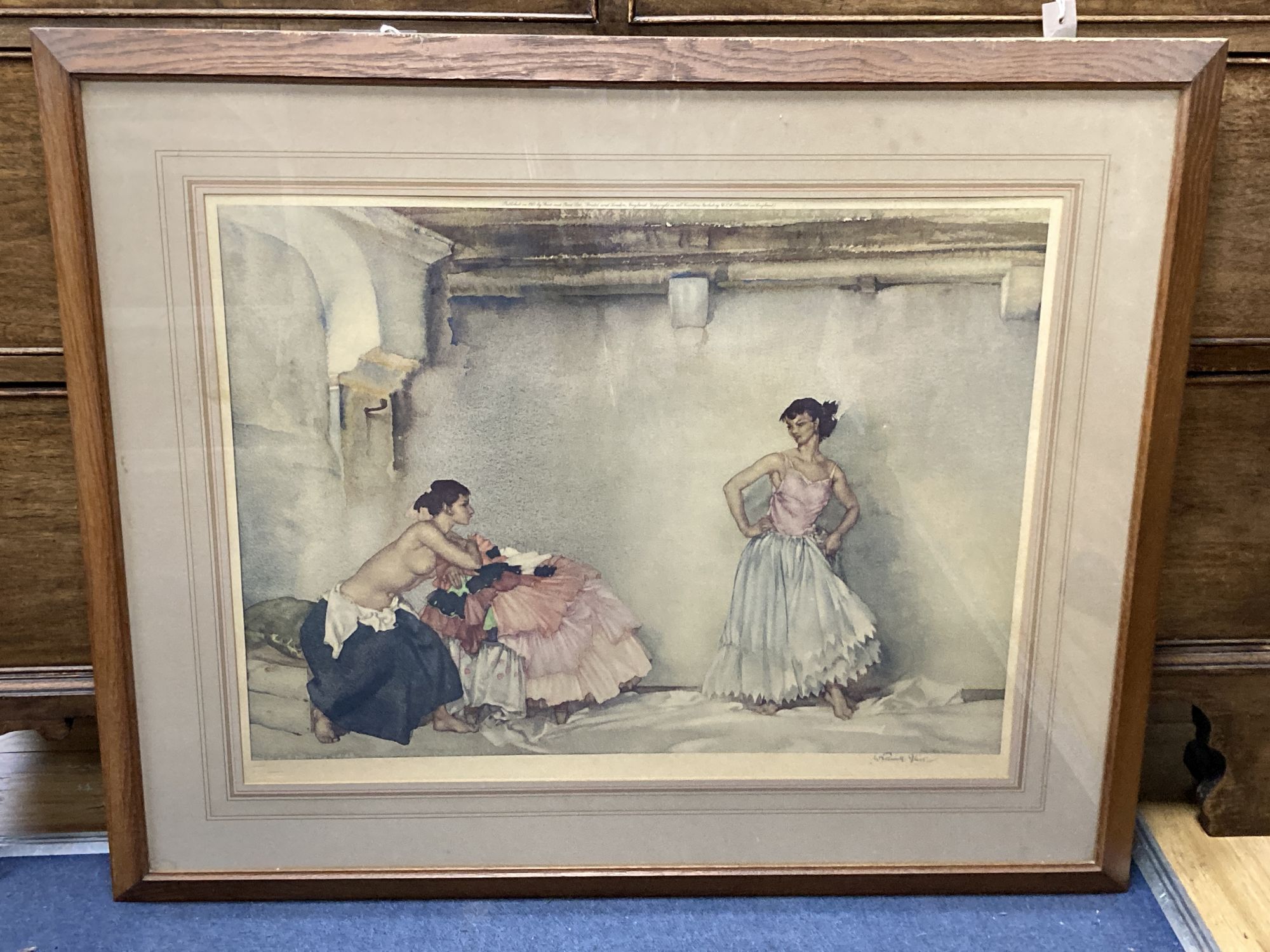 Sir William Russell Flint, limited edition print, Interior with two models, signed in pencil, 48 x 62cm